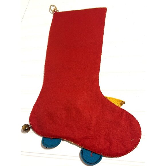FINISHED Bucilla Felt Applique Sequins Christmas Stocking Santa Train Kitschy - Picture 6 of 8